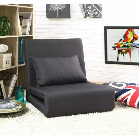 POSH LIVING Relaxie Linen 5-Position Convertible Flip Chair Sleeper Dorm Bed Couch Lounger Sofa-Black FC63-03BK-UE